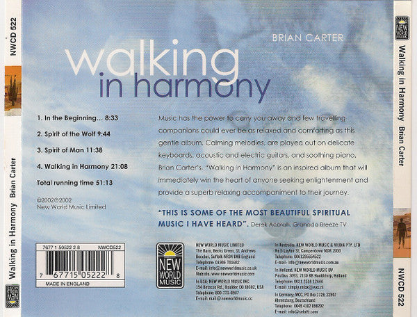 Brian Carter : Walking In Harmony (CD, Album)