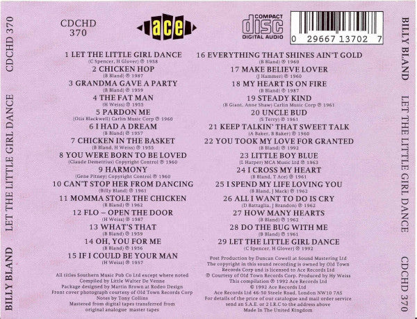 Billy Bland : Let The Little Girl Dance (CD, Comp)