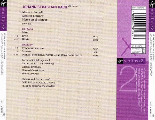 Johann Sebastian Bach - Collegium Vocale, Philippe Herreweghe : Mass In B Minor (2xCD, Album, RE)