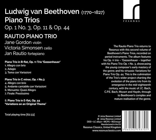 Ludwig van Beethoven - Rautio Piano Trio : Piano Trios, Op. 1 No. 3, Op. 11 & Op. 44 (CD, Album)
