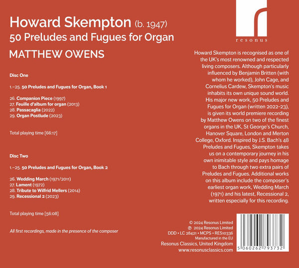 Howard Skempton - Matthew Owens (2) : Fifty Preludes And Fugues For Organ (2xCD, Album)