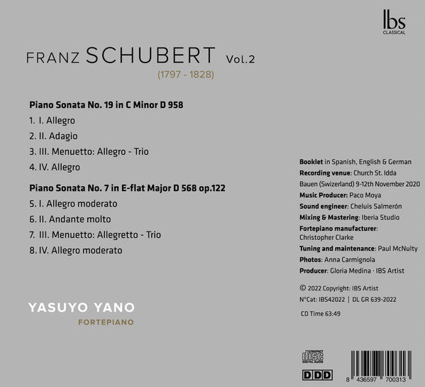 Franz Schubert - Yasuyo Yano : Piano Sonatas Vol. 2 (CD, Album)