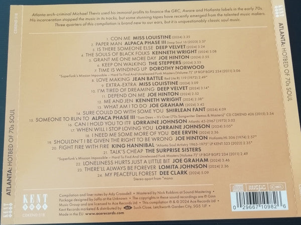 Various : Atlanta Hotbed Of 70s Soul (CD, Comp)