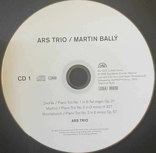 Ars Trio (2), Martin Ballý : Dvorak/ Novak / Mozart/ Martinu / Shostakovich / Janacek / Palenicek / Kabelac (3xCD, Comp + Box, Comp)