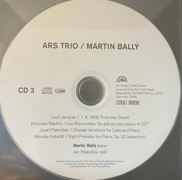 Ars Trio (2), Martin Ballý : Dvorak/ Novak / Mozart/ Martinu / Shostakovich / Janacek / Palenicek / Kabelac (3xCD, Comp + Box, Comp)
