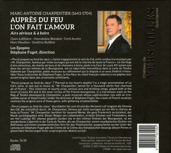 Marc Antoine Charpentier – Les Épopées, Stéphane Fuget, Claire Lefilliâtre, Gwendoline Blondeel, Cyril Auvity, Marc Mauillon, Geoffroy Buffière : Auprès Du Feu LʼOn Fait LʼAmour (Airs Sérieux Et À Boire = Serious Airs & Drinking Songs) (CD, Album)