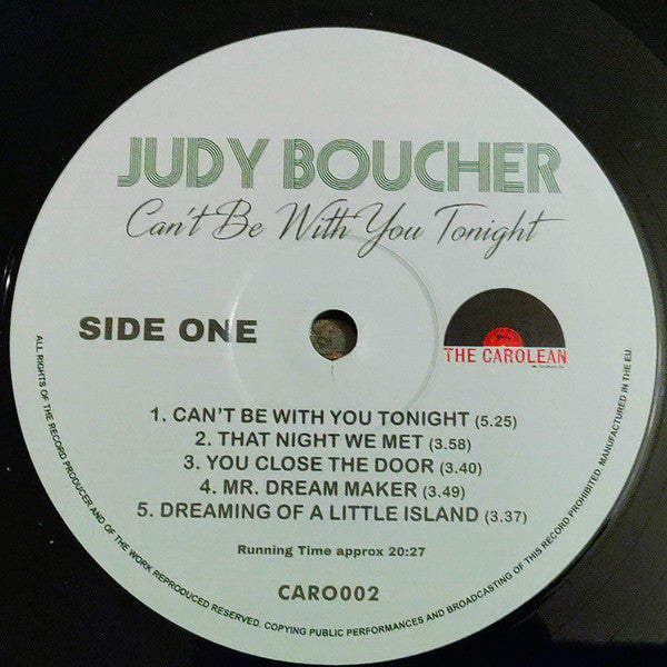 Judy Boucher : Can't Be With You Tonight (LP, Album, RE)