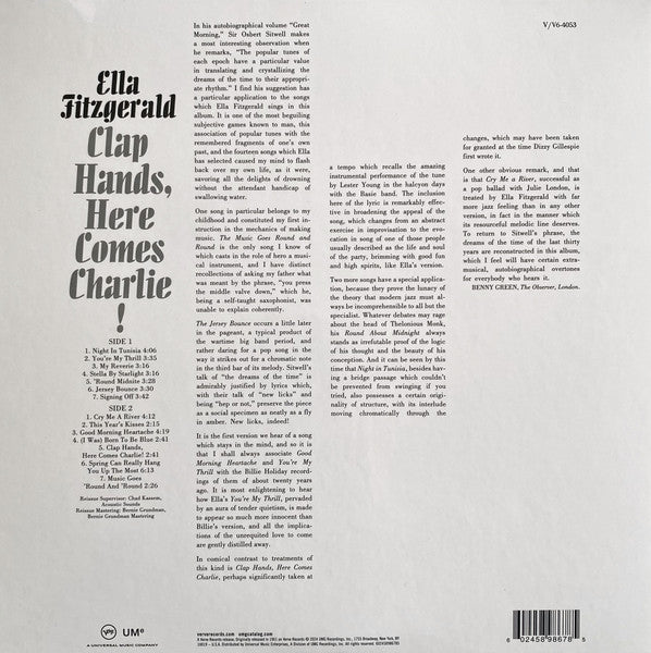 Ella Fitzgerald : Clap Hands, Here Comes Charlie! (LP, Album, RE, RP, 180)
