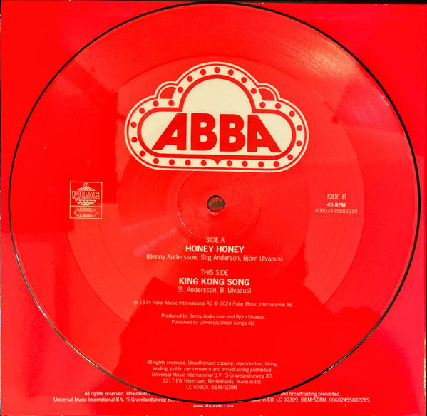 ABBA : Honey Honey / King Kong Song (7", Single, Pic, RE)