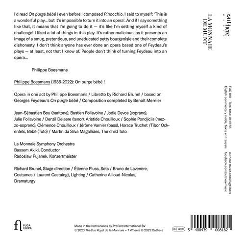 Philippe Boesmans, Jean-Sébastien Bou, Jodie Devos, Denzil Delaere, Orchestre Du Théâtre Royal De La Monnaie, Bassem Akiki : On Purge Bébé ! (CD, Album)