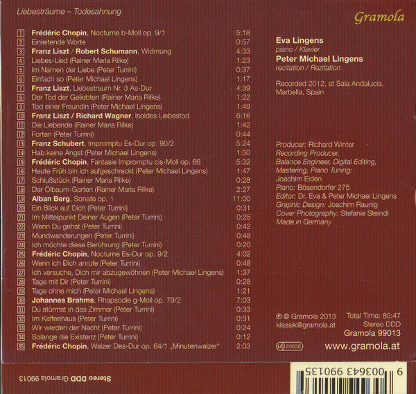 Eva Lingens, Peter Michael Lingens : Liebesträume - Todesahnung (CD, Album)