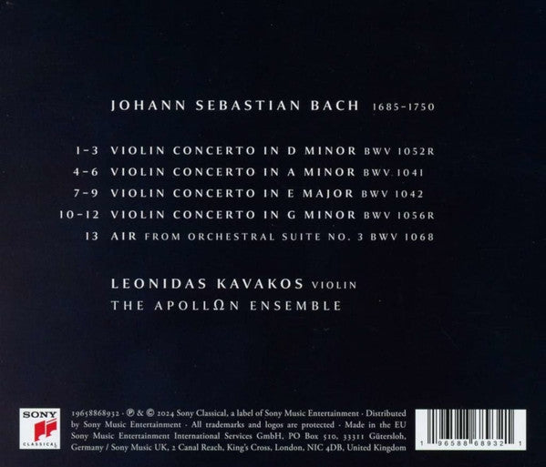 Johann Sebastian Bach, Λεωνίδας Καβάκος, The Apollon Ensemble : Violin Concertos (CD, Album)