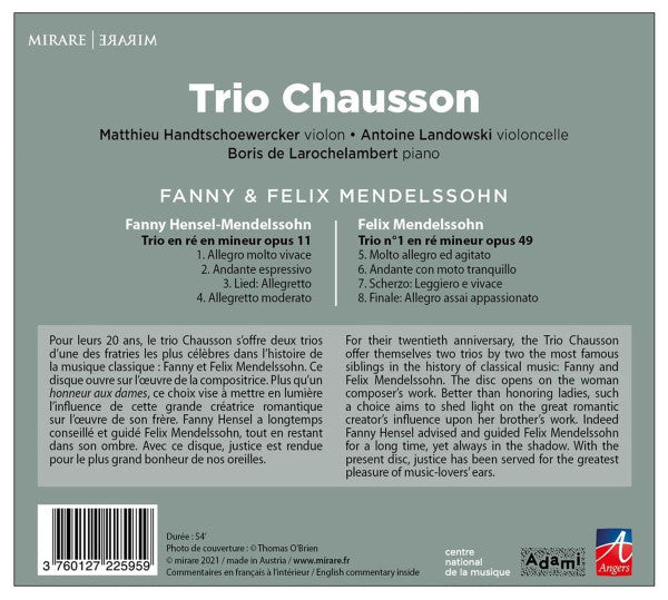 Trio Chausson - Fanny Mendelssohn Hensel & Felix Mendelssohn-Bartholdy : Fanny & Felix Mendelssohn (CD, Album)