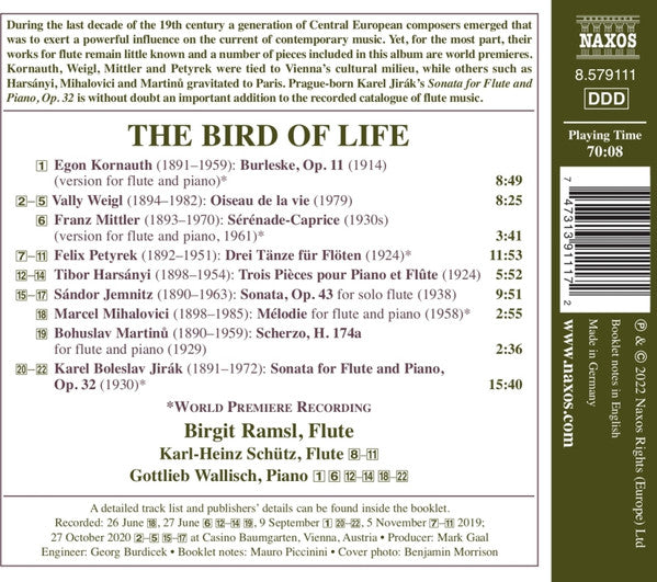 Birgit Ramsl, Karl Heinz Schütz, Gottlieb Wallisch : The Bird Of Life: Late Romantic Flute Treasures (CD, Album)