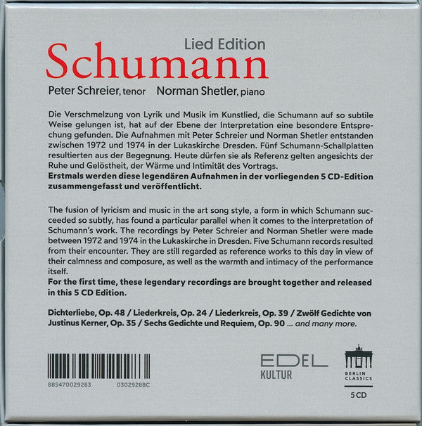 Robert Schumann, Peter Schreier, Norman Shetler : Schumann Lied Edition (5xCD, Album, Comp, Box + Box)
