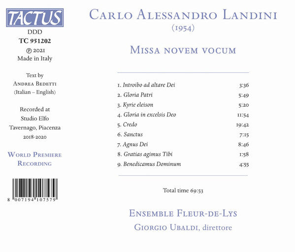 Carlo Alessandro Landini, Ensemble Fleur-de-lys, Giorgio Ubaldi : Missa Novem Vocum (CD, Album)