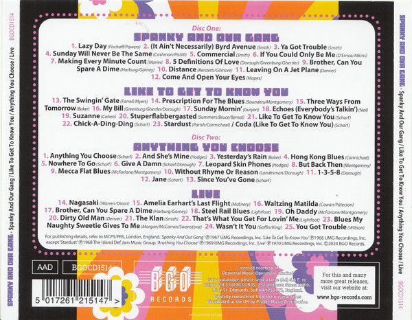 Spanky & Our Gang : Spanky And Our Gang / Like To Get To Know You / Anything You Choose / Live (2xCD, Album, Comp, RM)