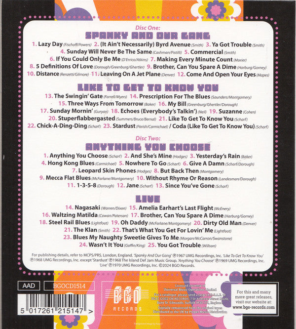 Spanky & Our Gang : Spanky And Our Gang / Like To Get To Know You / Anything You Choose / Live (2xCD, Album, Comp, RM)