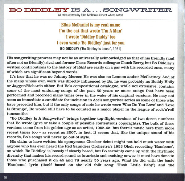 Bo Diddley : Bo Diddley Is A... Songwriter (CD, Comp)