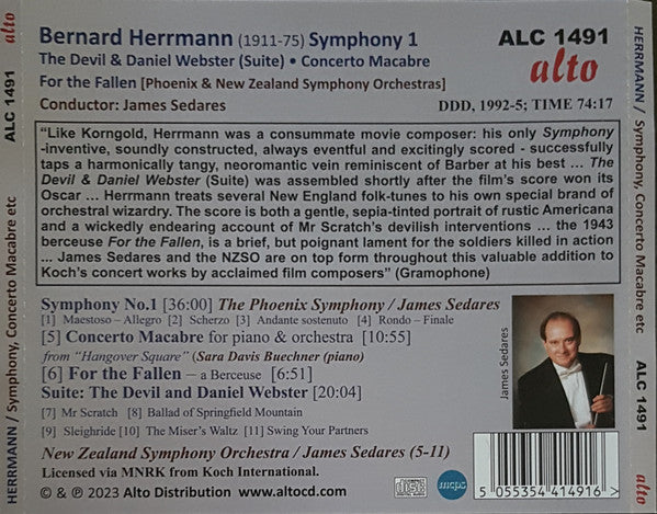 Bernard Herrmann : Symphony 1, Concerto Macabre, The devil & Daniel Webster (suite) (CD)