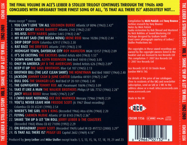 Leiber & Stoller : The Leiber & Stoller Story Volume 3 (Shake 'Em Up & Let 'Em Roll 1962-1969) (CD, Comp, Mono)