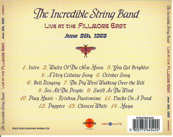 The Incredible String Band : Live At The Fillmore East (June 5th,1968) (CD, Album, RE)
