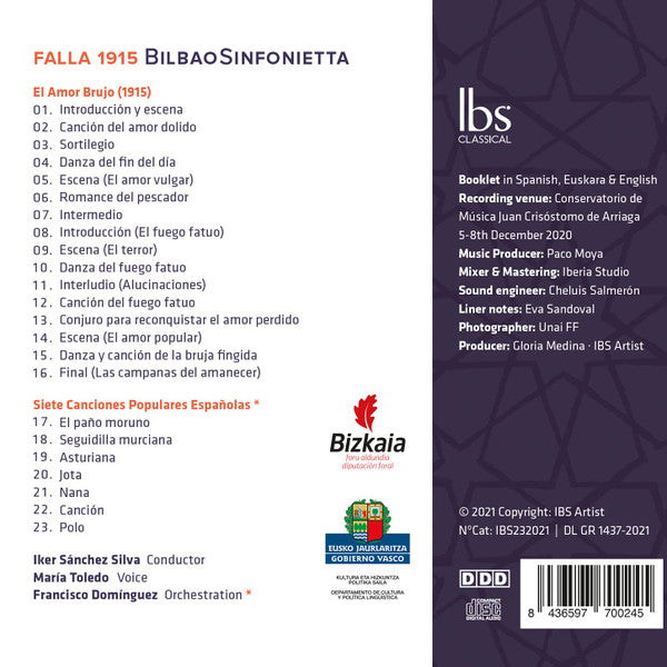 Manuel De Falla, Bilbaosinfonietta, Iker Sanchez, María Toledo : Falla 1915 (CD, Album)