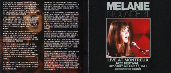 Melanie (2) : In Concert - Live At Montreux Jazz Festival (CD, Album, RE)