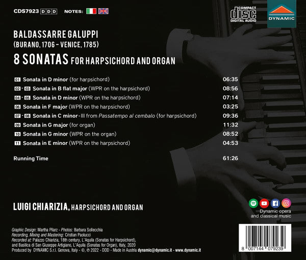 Baldassare Galuppi, Luigi Chiarizia : 8 Sonatas For Harpsichord And Organ (CD)