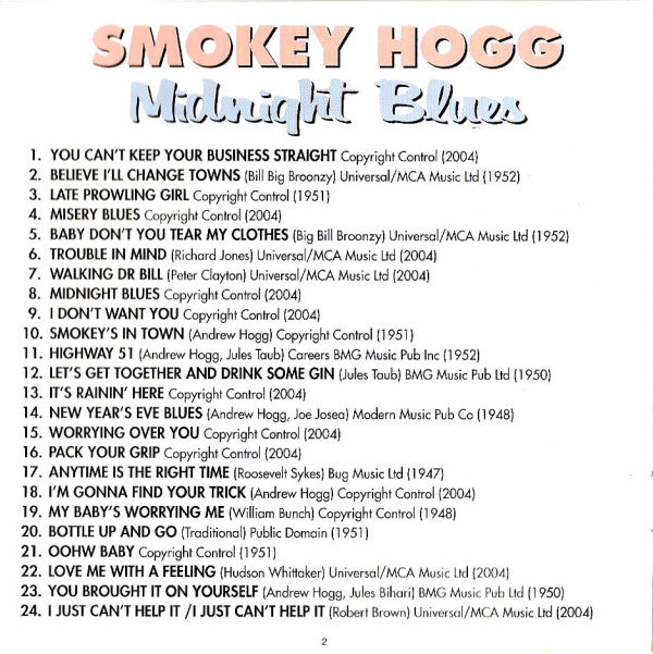 Smokey Hogg : Midnight Blues (CD, Comp)