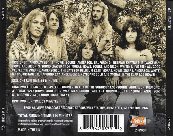 Yes : Jersey City - The 1976 Broadcast (2xCD, Album, Unofficial)