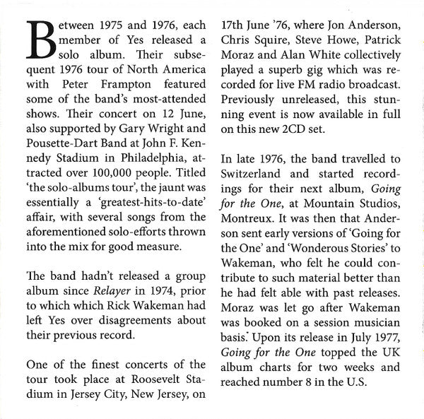 Yes : Jersey City - The 1976 Broadcast (2xCD, Album, Unofficial)