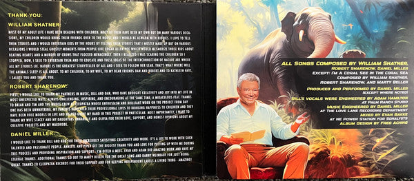 William Shatner : Where Will The Animals Sleep: Songs For Kids And Other Living Things (CD, Album, dig)
