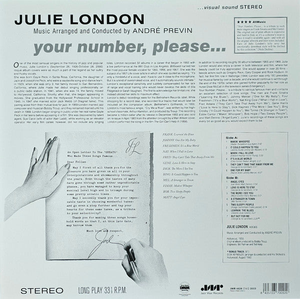 Julie London : Your Number Please (LP, Album, Ltd, RE, 180)