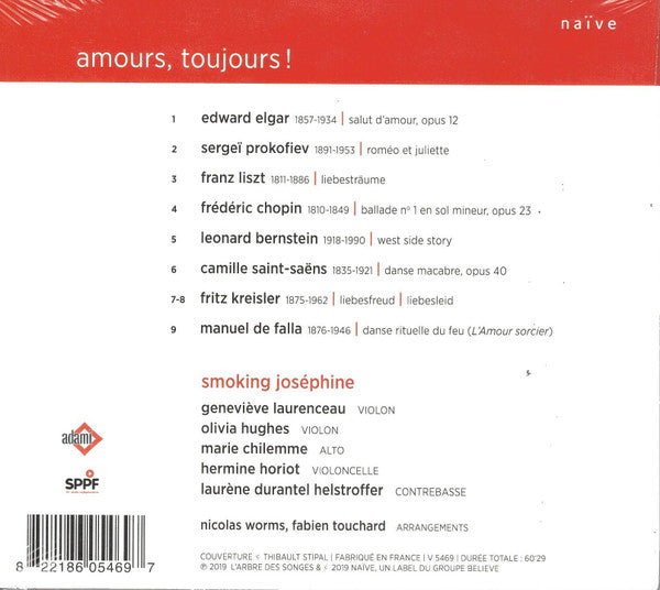 Smoking Joséphine, Geneviève Laurenceau, Olivia Hughes, Marie Chilemme, Hermine Horiot, Laurène Durantel-Helstroffer : Amours, Toujours! (CD, Album)