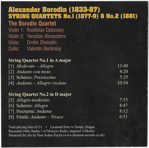 Alexander Borodin, Borodin String Quartet : String Quartets Nos.1 & 2 (CD)