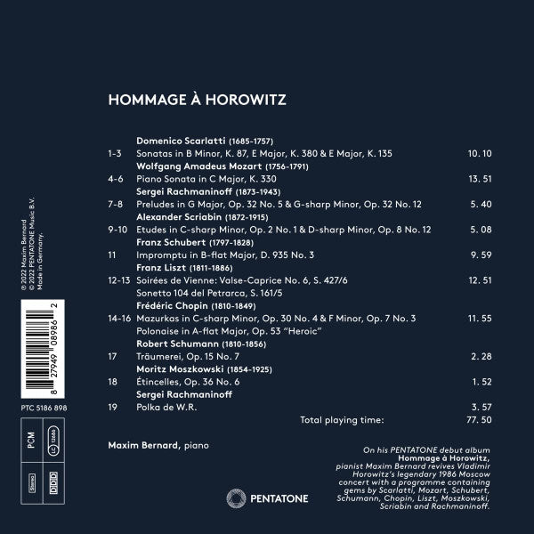 Maxim Bernard : Hommage à Horowitz (CD, Album)