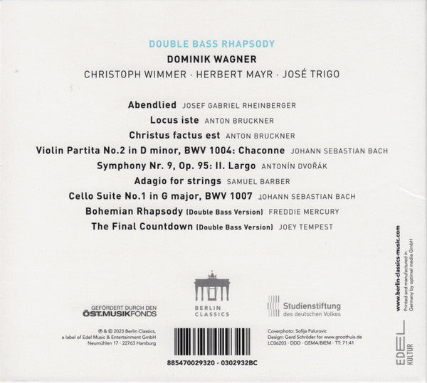 Dominik Wagner (2), Christoph Wimmer (2), Herbert Mayr, José Trigo (2) : Double Bass Rhapsody (CD, Album)