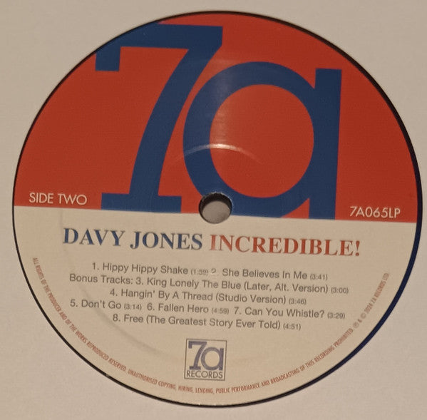 Davy Jones : Incredible! (LP, Album, RE, Blu)