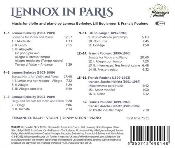 Emmanuel Bach, Jenny Stern : Lennox In Paris (CD, Album)