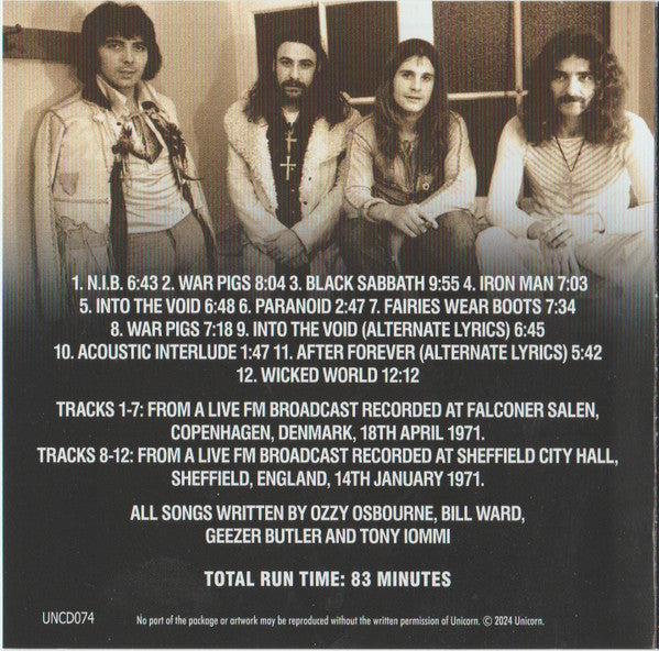 Black Sabbath : Copenhagen 1971 - The Classic Danish Broadcast Plus Bonus Tracks (CD, Unofficial)