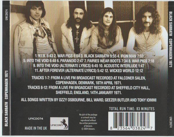Black Sabbath : Copenhagen 1971 - The Classic Danish Broadcast Plus Bonus Tracks (CD, Unofficial)