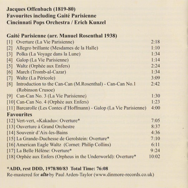 Jacques Offenbach, Erich Kunzel, Cincinnati Pops Orchestra : Offenbach Favourites (CD, Comp, RM)