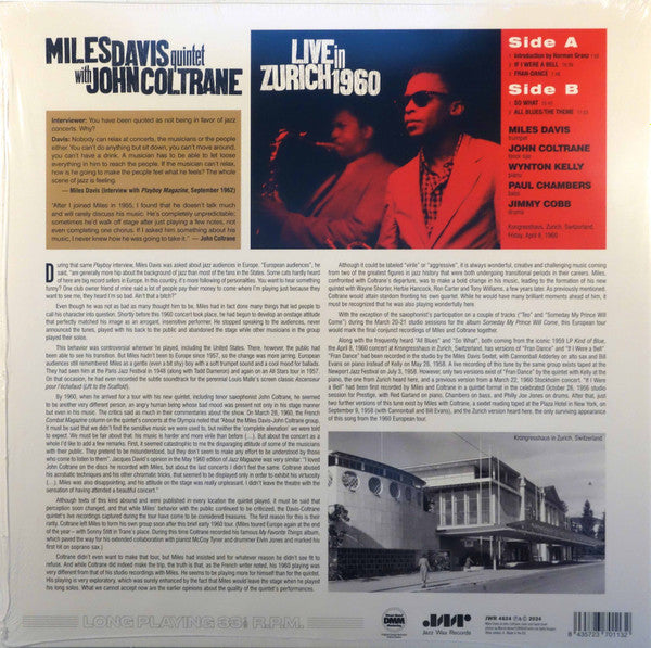 The Miles Davis Quintet With John Coltrane : Live In Zürich 1960 (LP)