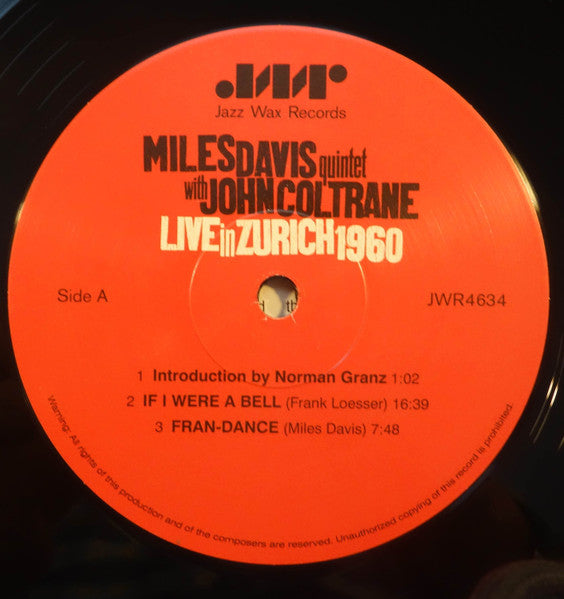 The Miles Davis Quintet With John Coltrane : Live In Zürich 1960 (LP)