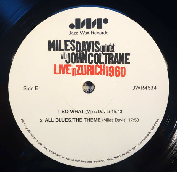 The Miles Davis Quintet With John Coltrane : Live In Zürich 1960 (LP)