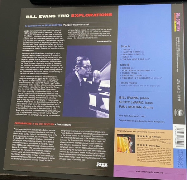 The Bill Evans Trio : Explorations (LP, Album, RE, Red)