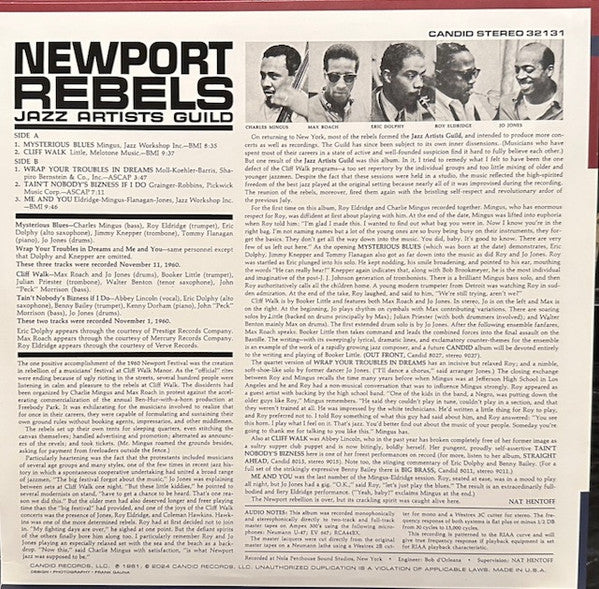 Charles Mingus, Eric Dolphy, Roy Eldridge, Jo Jones : Newport Rebels / Jazz Artists Guild (LP, Album, RE, RM, 180)