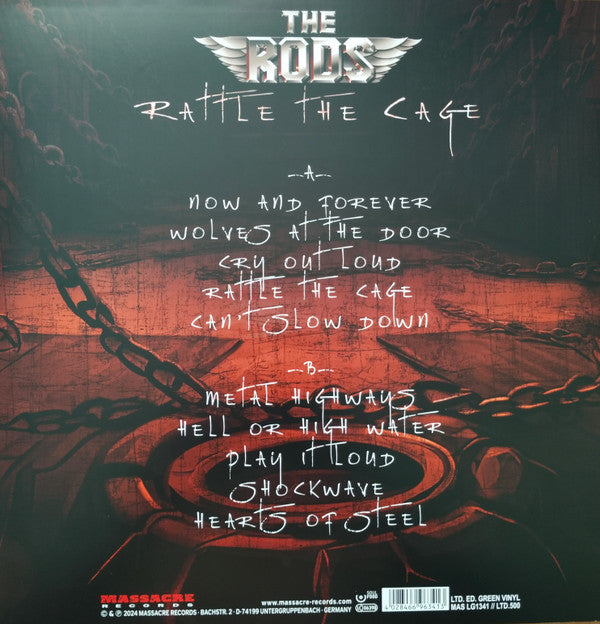 The Rods : Rattle The Cage (LP, Album, Ltd, Gre)