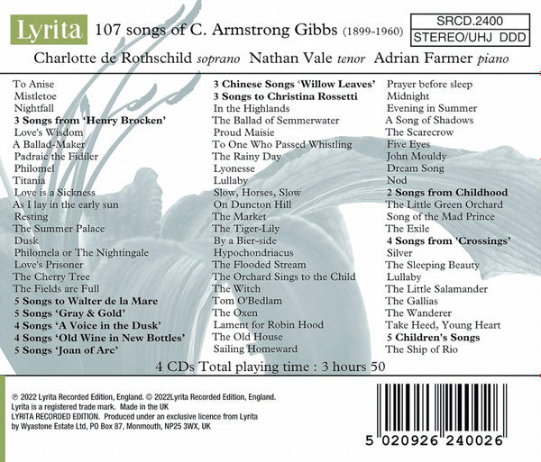 Armstrong Gibbs, Charlotte De Rothschild, Nathan Vale, Adrian Farmer : Discover The Songs Of C. Armstrong Gibbs (CD, Comp, Amb, Smplr)